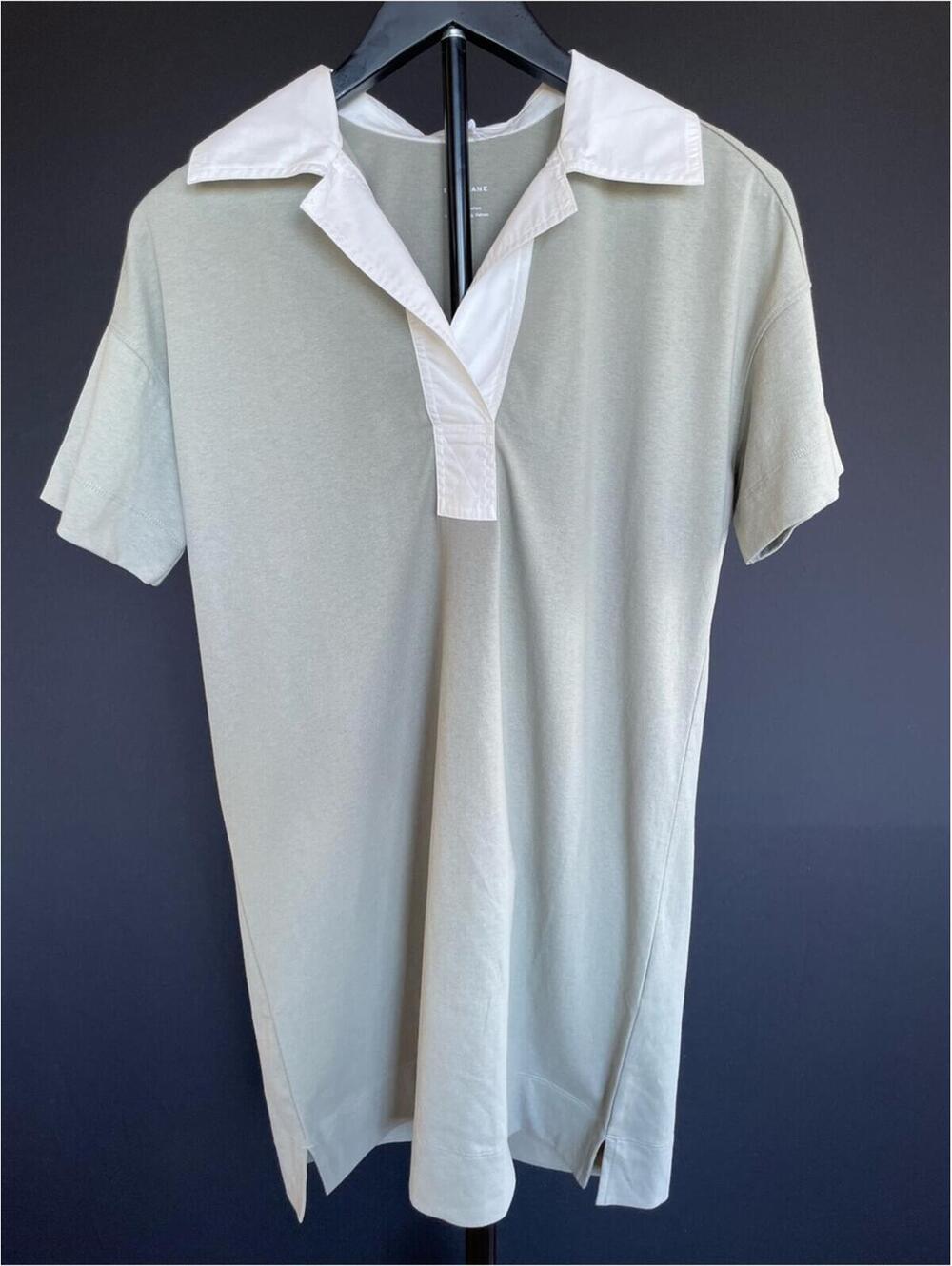 Everlane Organic Cotton Polo Shirt Dress XS Sage Green New With Tags